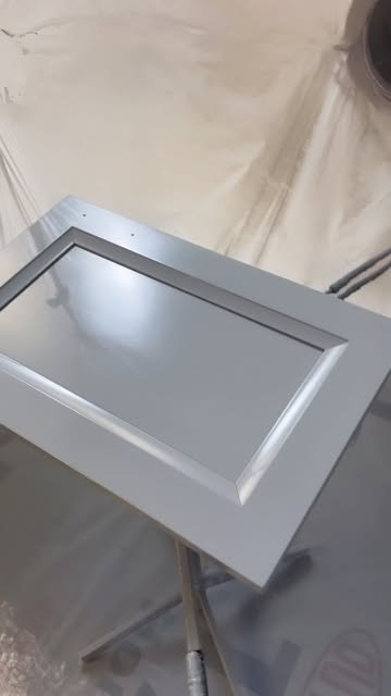 A painted cabinet door.
